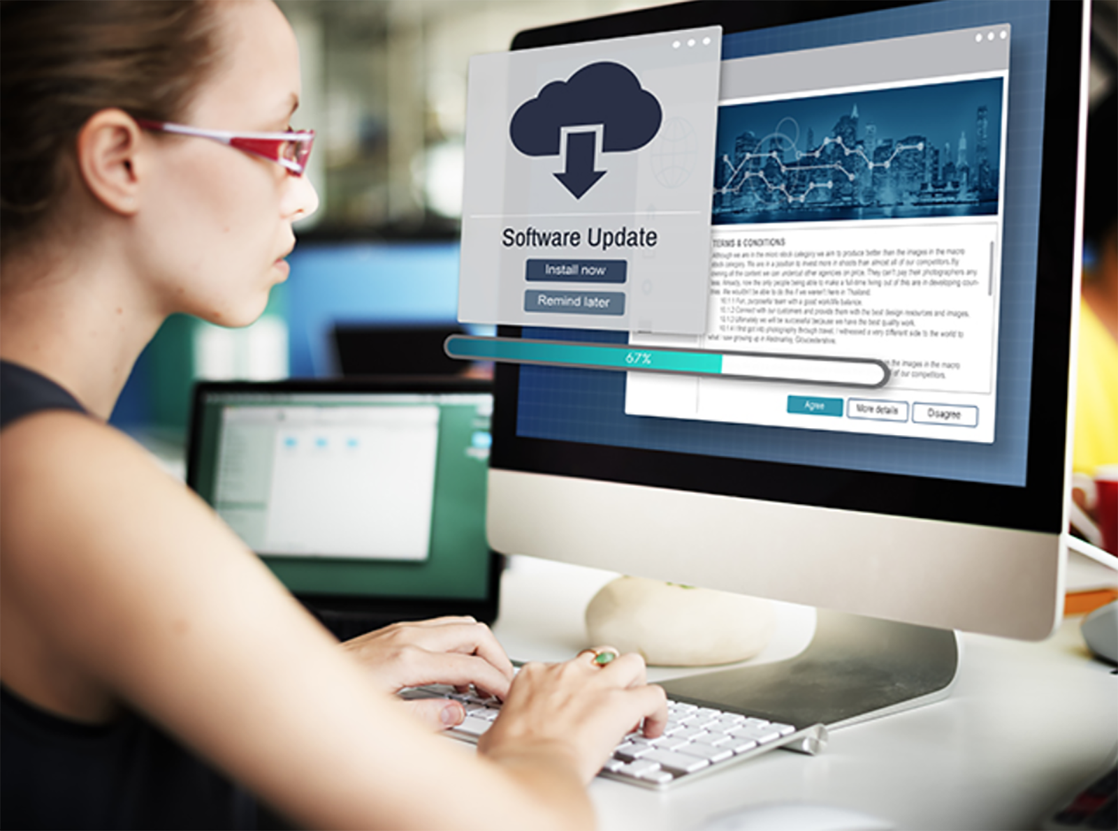 woman looking at computer screen